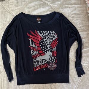 Harley-Davidson Starved Rock women’s Navy Dolman (bat wing) long sleeve tee
